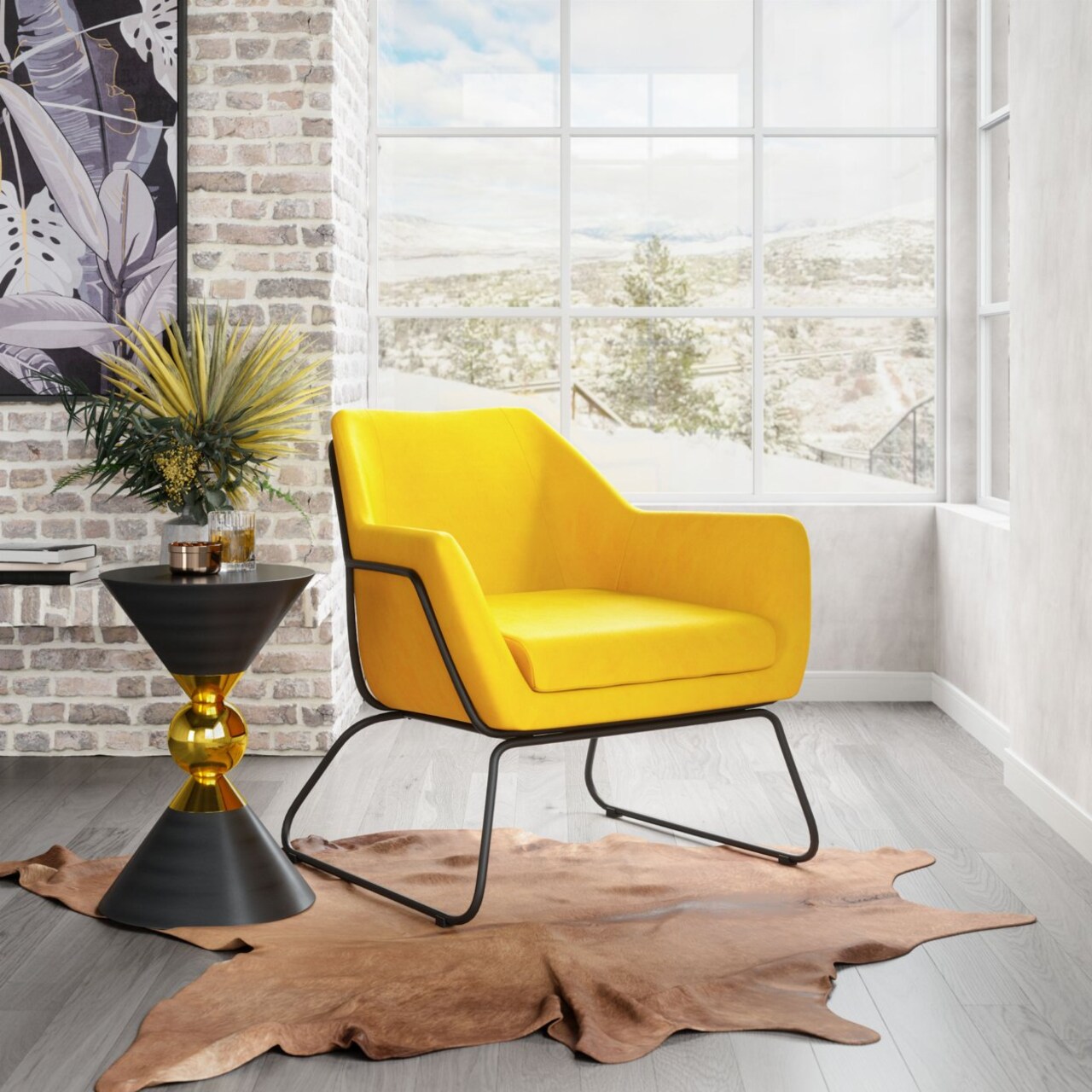 Jose Accent Chair Vinyl Modern Design Powder Coated Steel Base Urban Decor